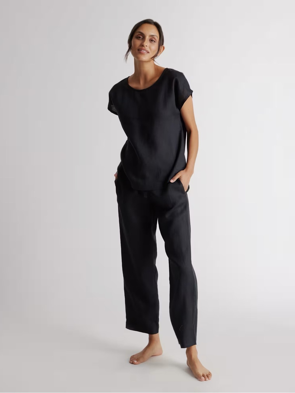 Quince 100% European Black Linen Pajama Pants